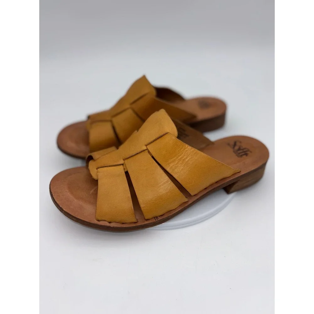 SOFFT Leather Fisherman Sandal Shoe Slide Granola Almeda Tan Woven Mule Flat 9 - Picture 2 of 8